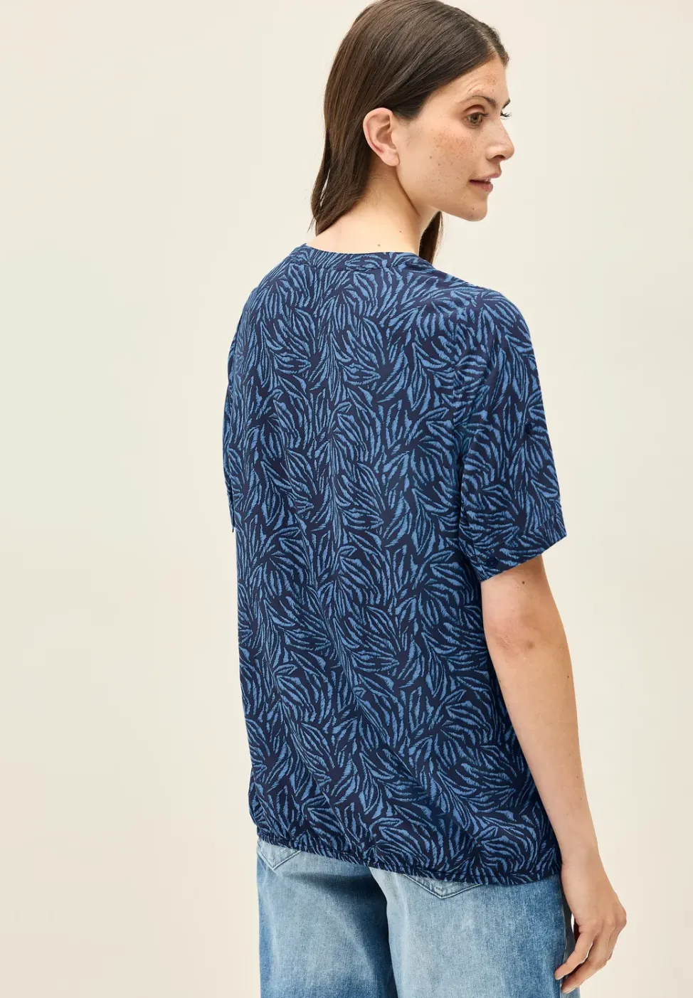 Gemusterte Split Neck Bluse