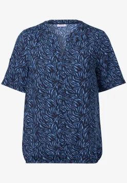 Gemusterte Split Neck Bluse