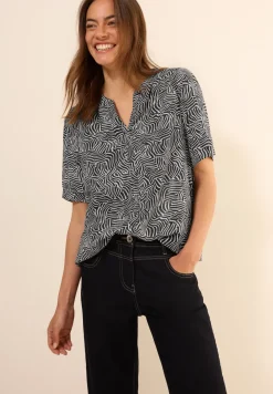 Gemusterte Split Neck Bluse