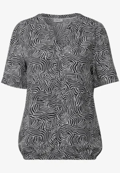 Gemusterte Split Neck Bluse
