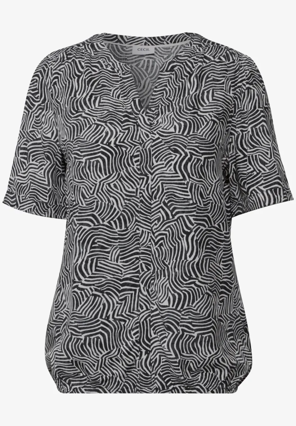 Gemusterte Split Neck Bluse