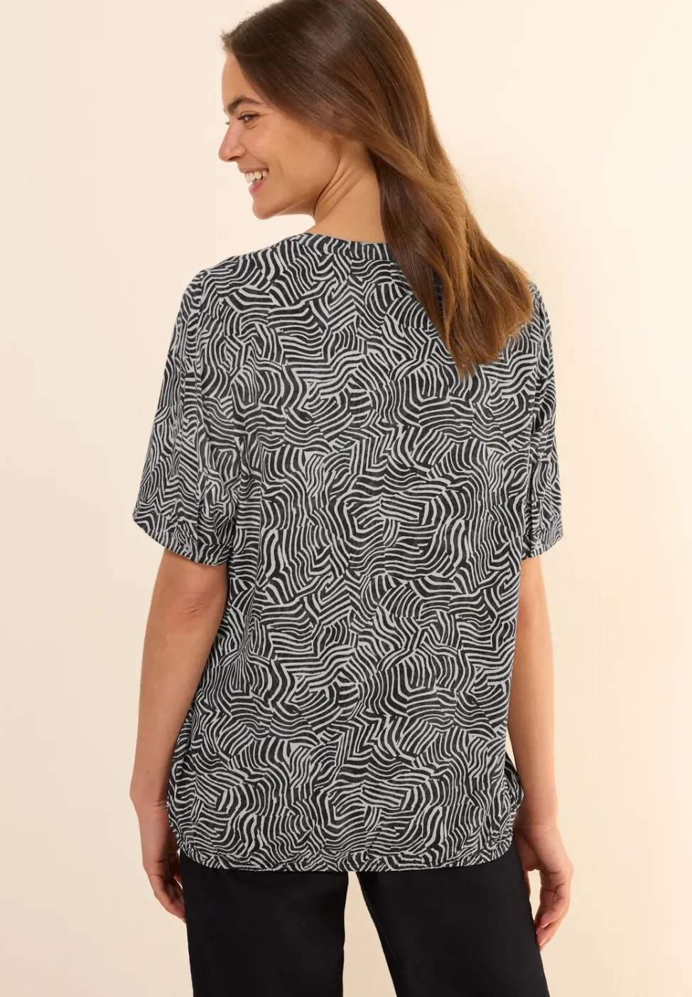 Gemusterte Split Neck Bluse