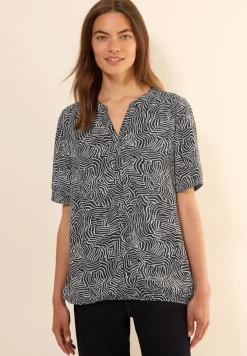 Gemusterte Split Neck Bluse