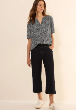 Gemusterte Split Neck Bluse