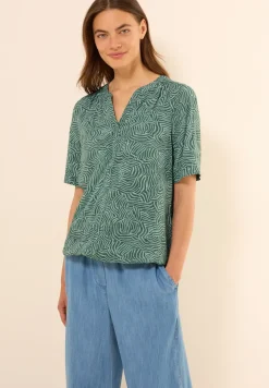 Gemusterte Split Neck Bluse