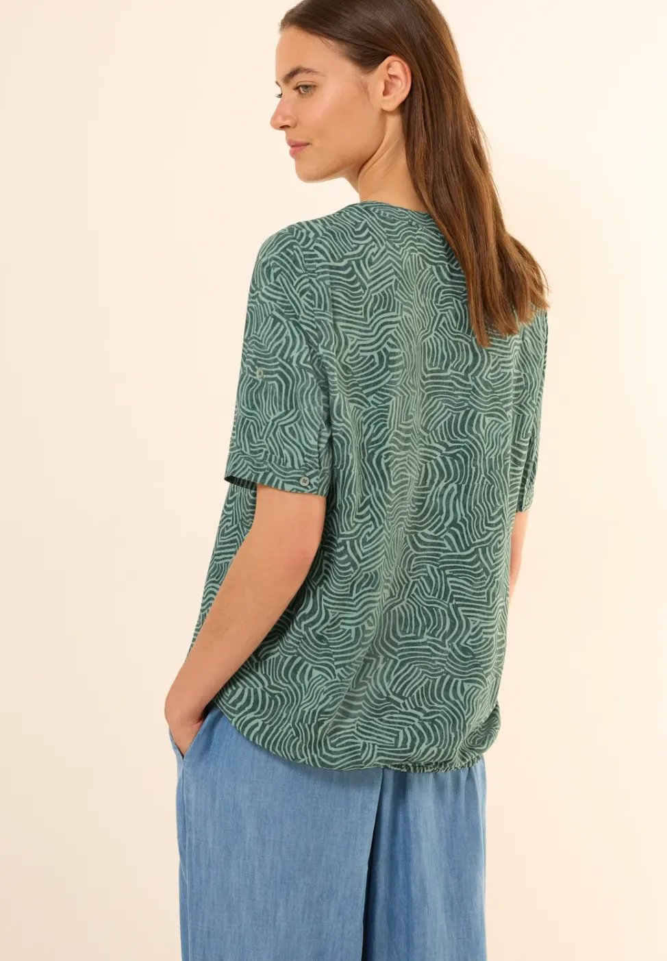 Gemusterte Split Neck Bluse