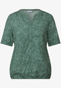 Gemusterte Split Neck Bluse