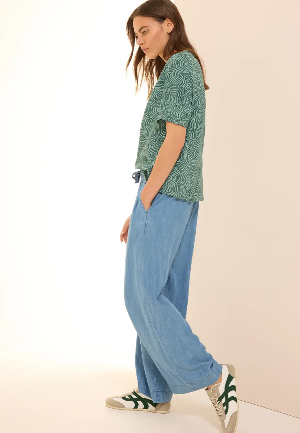 Gemusterte Split Neck Bluse