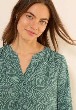 Gemusterte Split Neck Bluse