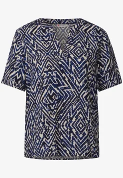 Gemusterte Split Neck Bluse