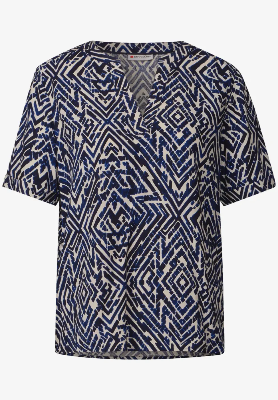 Gemusterte Split Neck Bluse