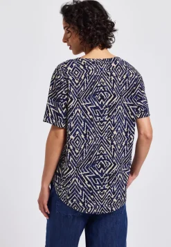 Gemusterte Split Neck Bluse