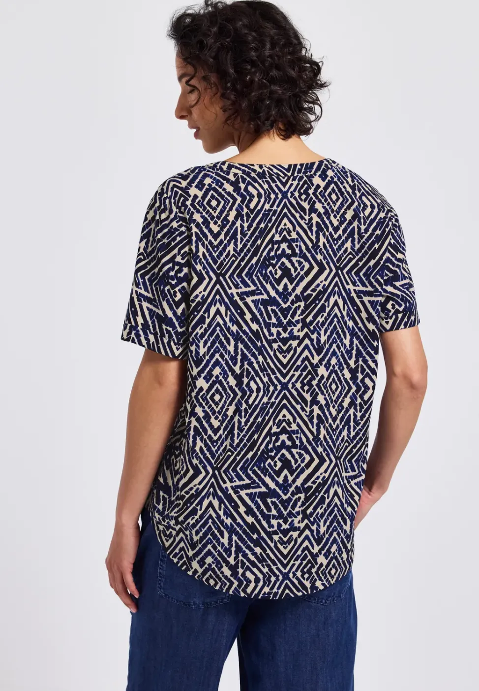 Gemusterte Split Neck Bluse