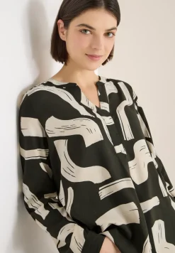 Gemusterte Split Neck Bluse