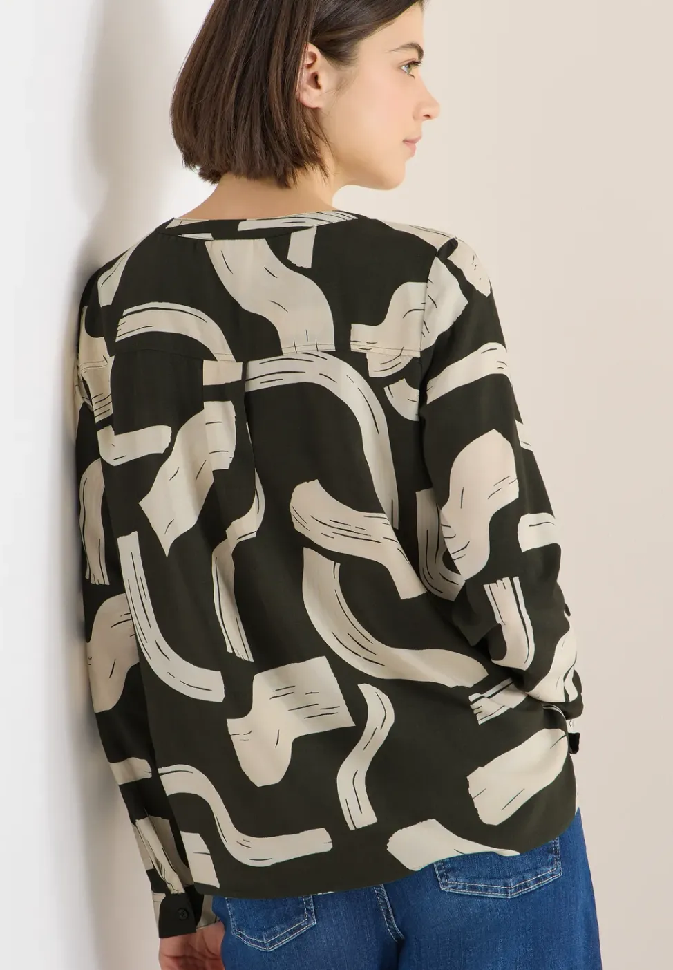 Gemusterte Split Neck Bluse