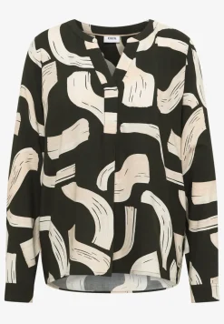 Gemusterte Split Neck Bluse