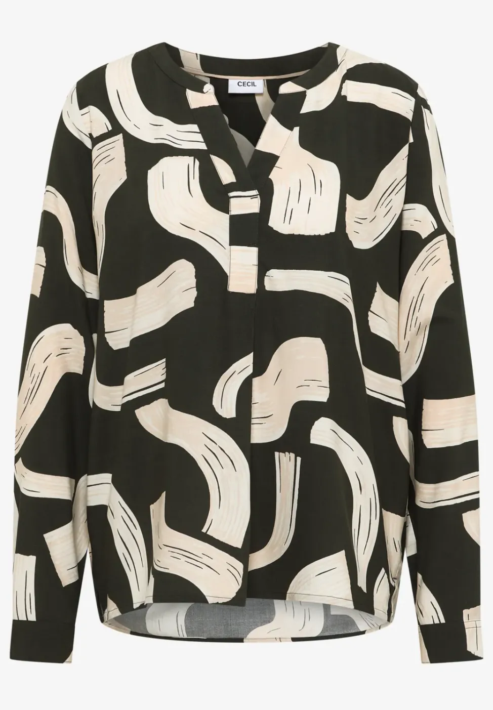 Gemusterte Split Neck Bluse