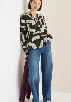 Gemusterte Split Neck Bluse