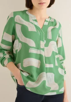 Gemusterte Split Neck Bluse