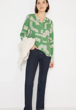 Gemusterte Split Neck Bluse