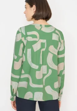 Gemusterte Split Neck Bluse