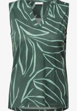 Gemustertes Split Neck Top