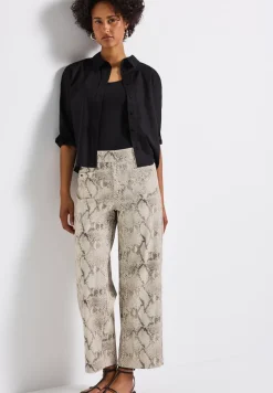 Gemusterte Straight Leg Hose