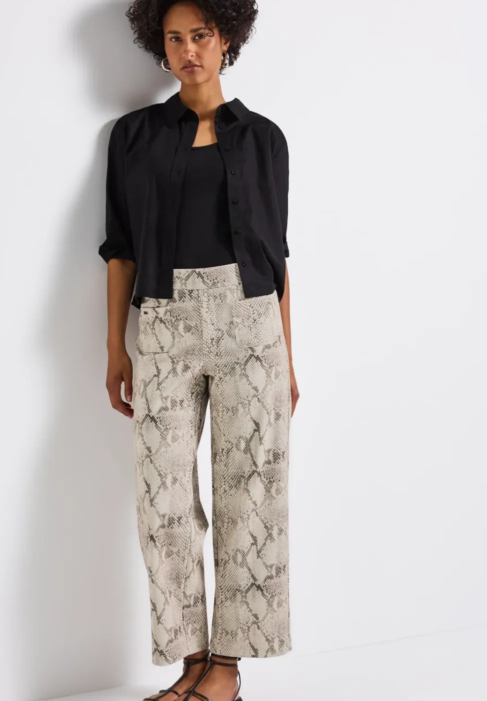 Gemusterte Straight Leg Hose