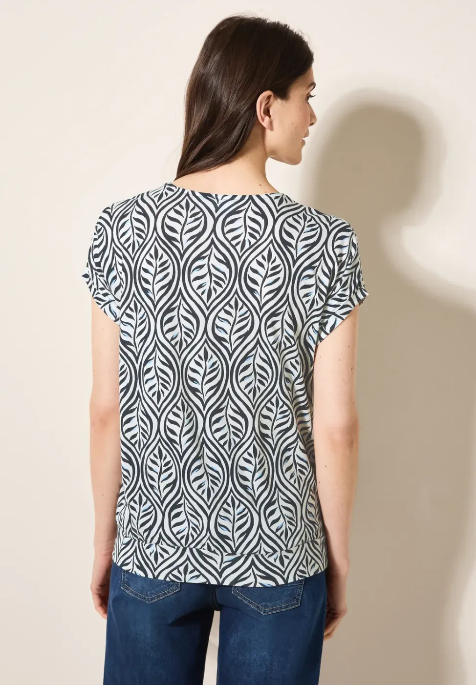 Gemustertes V-Neck T-Shirt
