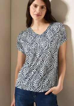 Gemustertes V-Neck T-Shirt