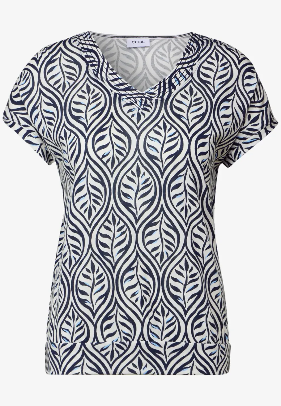 Gemustertes V-Neck T-Shirt