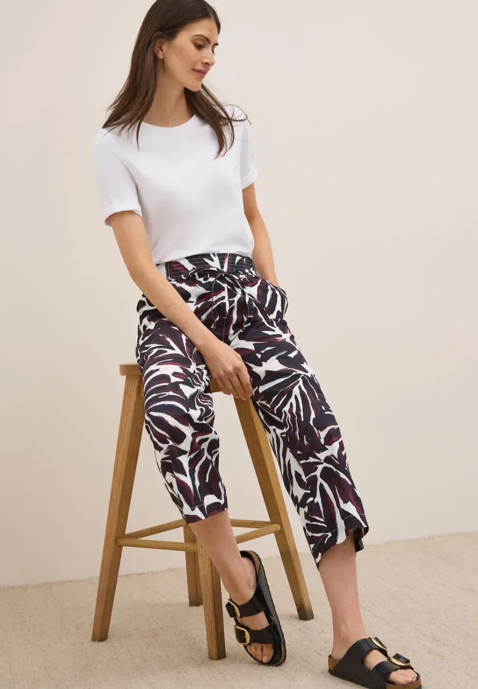 Gemusterte Wide Leg Hose