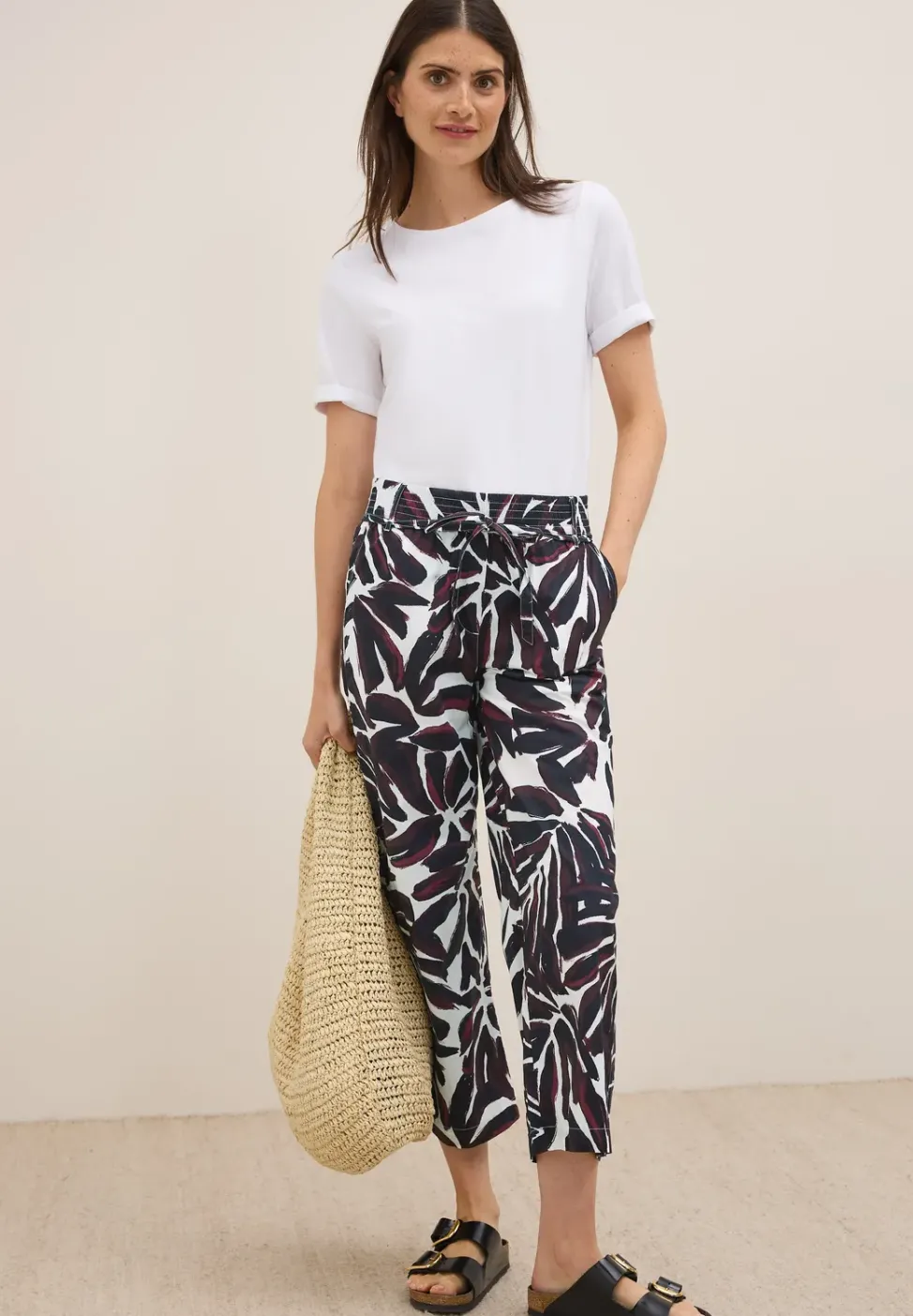 Gemusterte Wide Leg Hose