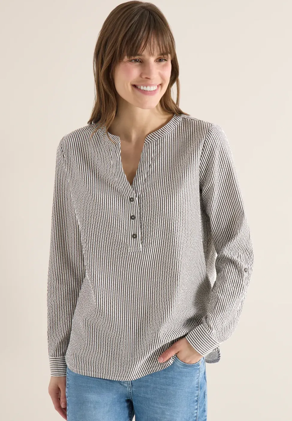 Gestreifte Seersucker Bluse