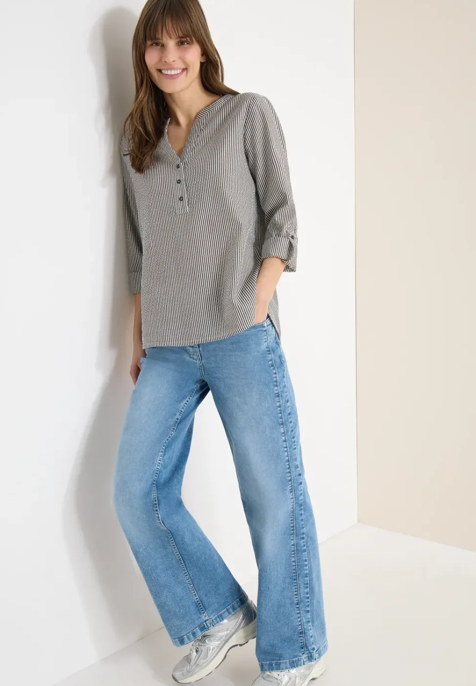 Gestreifte Seersucker Bluse