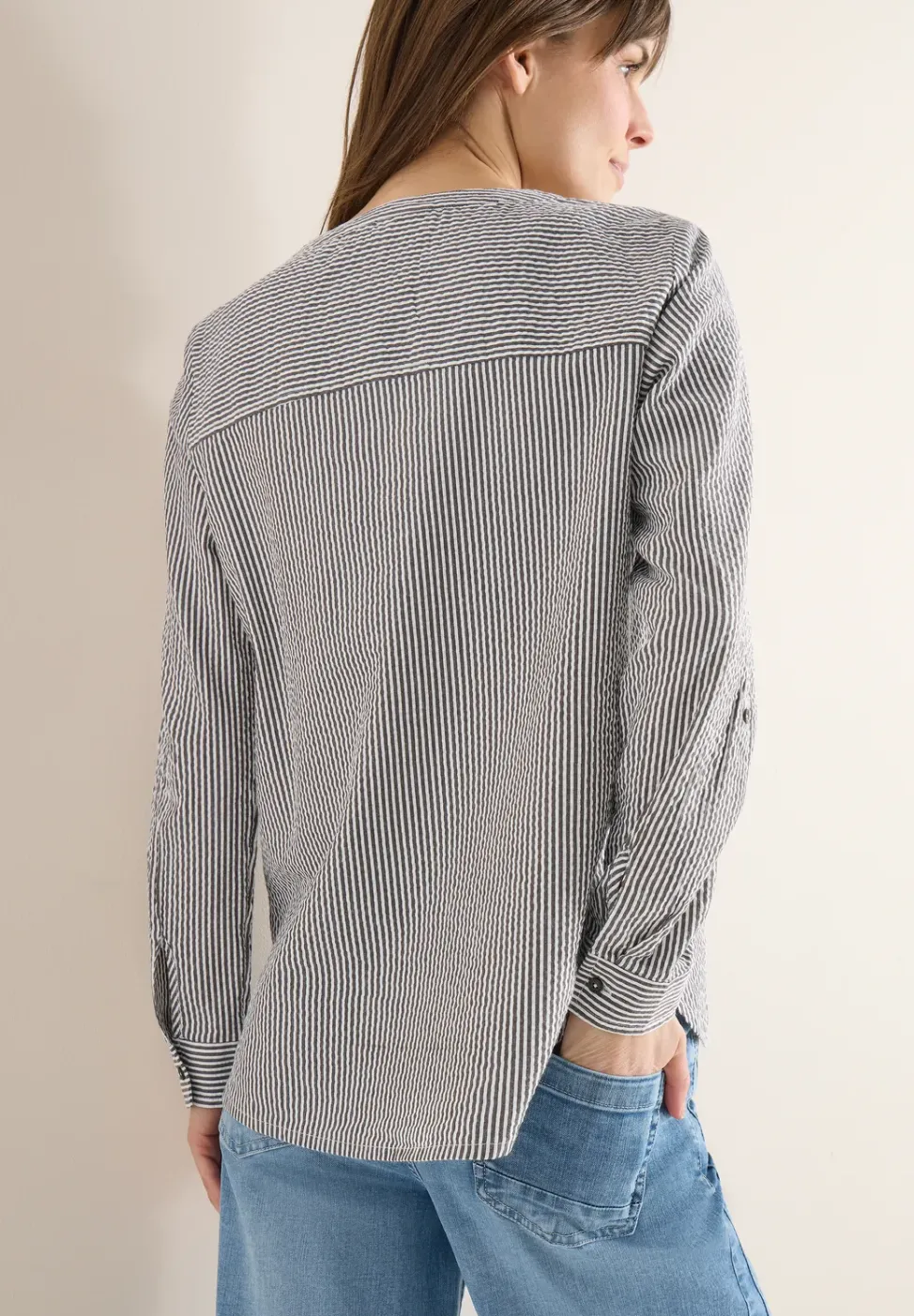 Gestreifte Seersucker Bluse