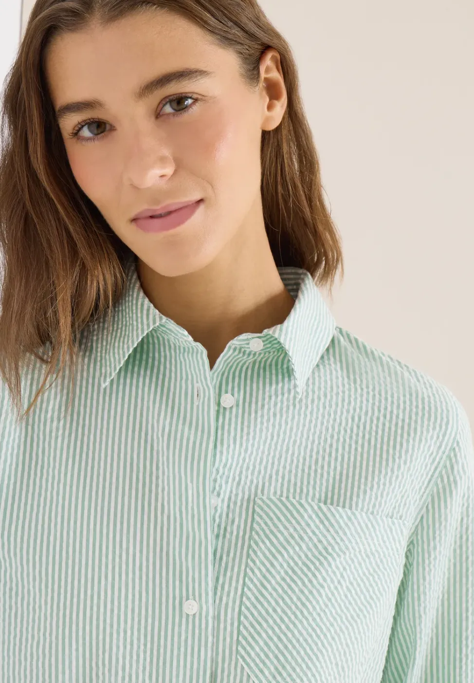 Gestreifte Seersucker Bluse