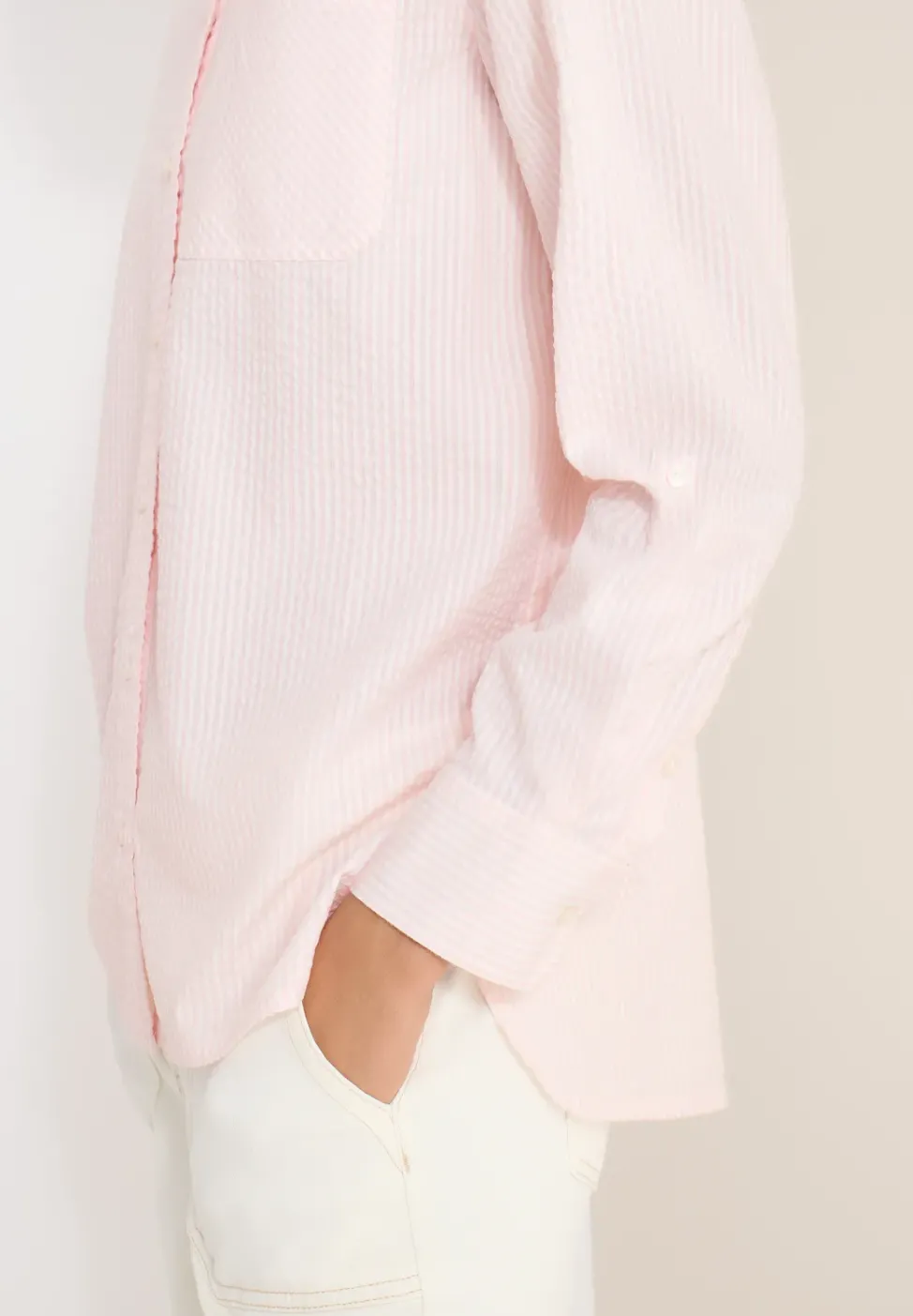 Gestreifte Seersucker Bluse