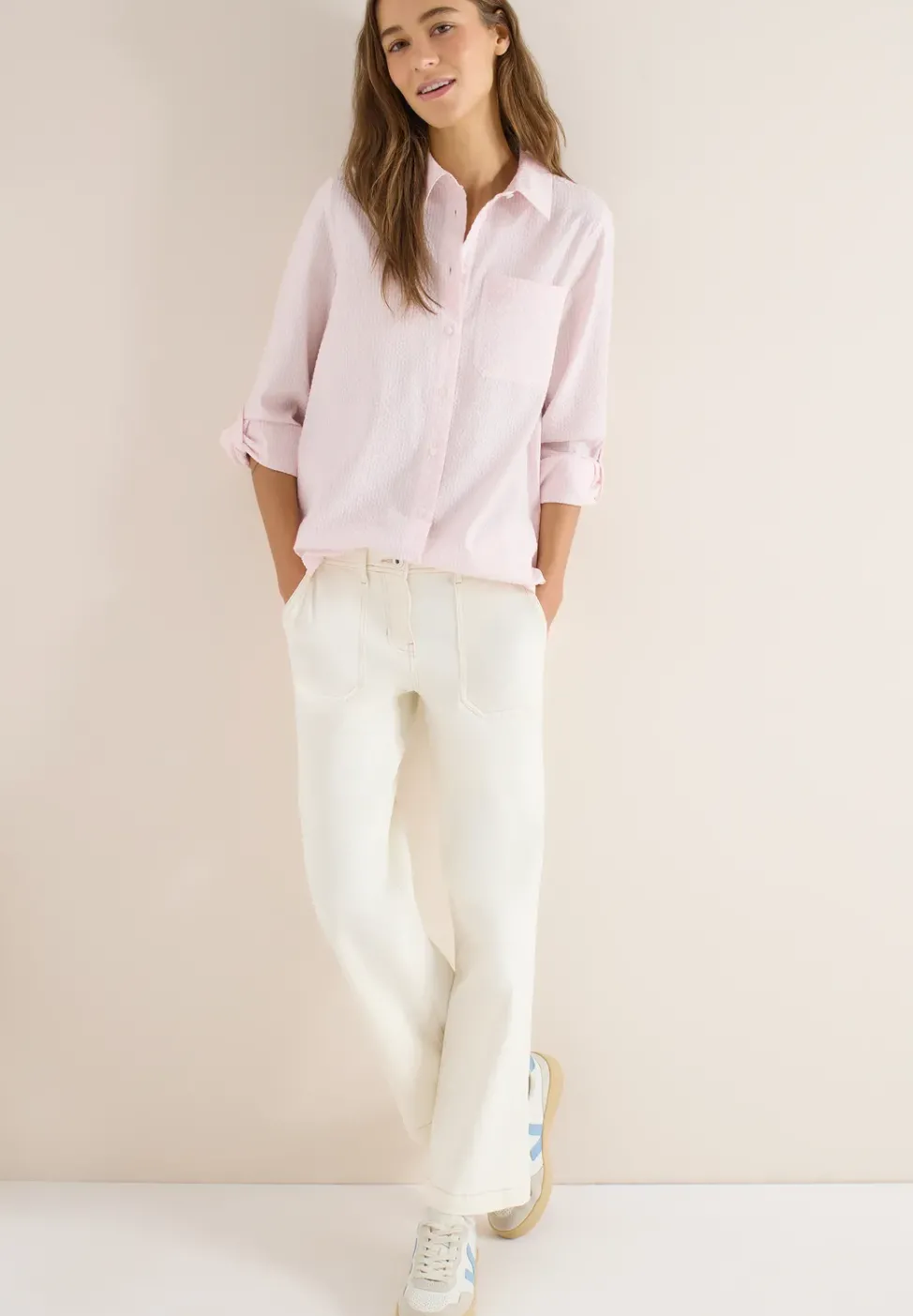 Gestreifte Seersucker Bluse