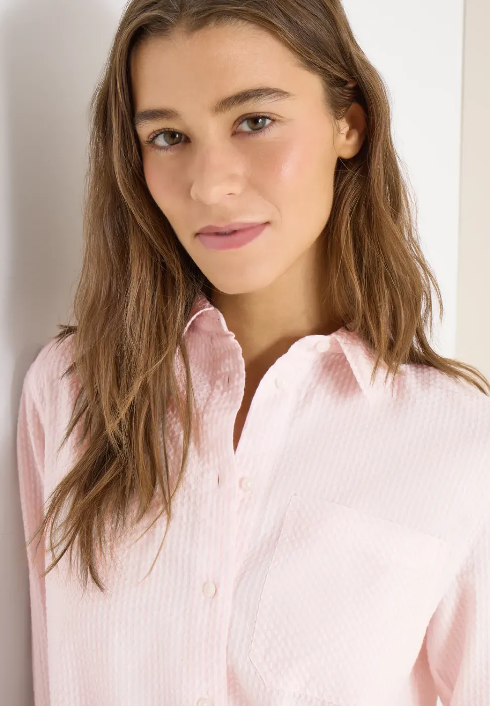 Gestreifte Seersucker Bluse