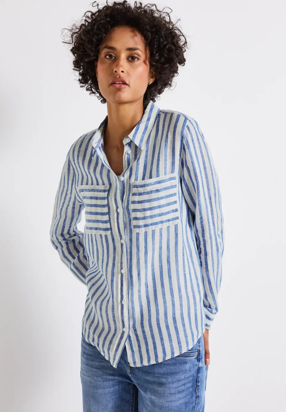 Gestreifte Leinenhemdbluse