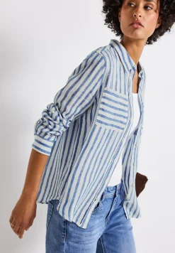 Gestreifte Leinenhemdbluse