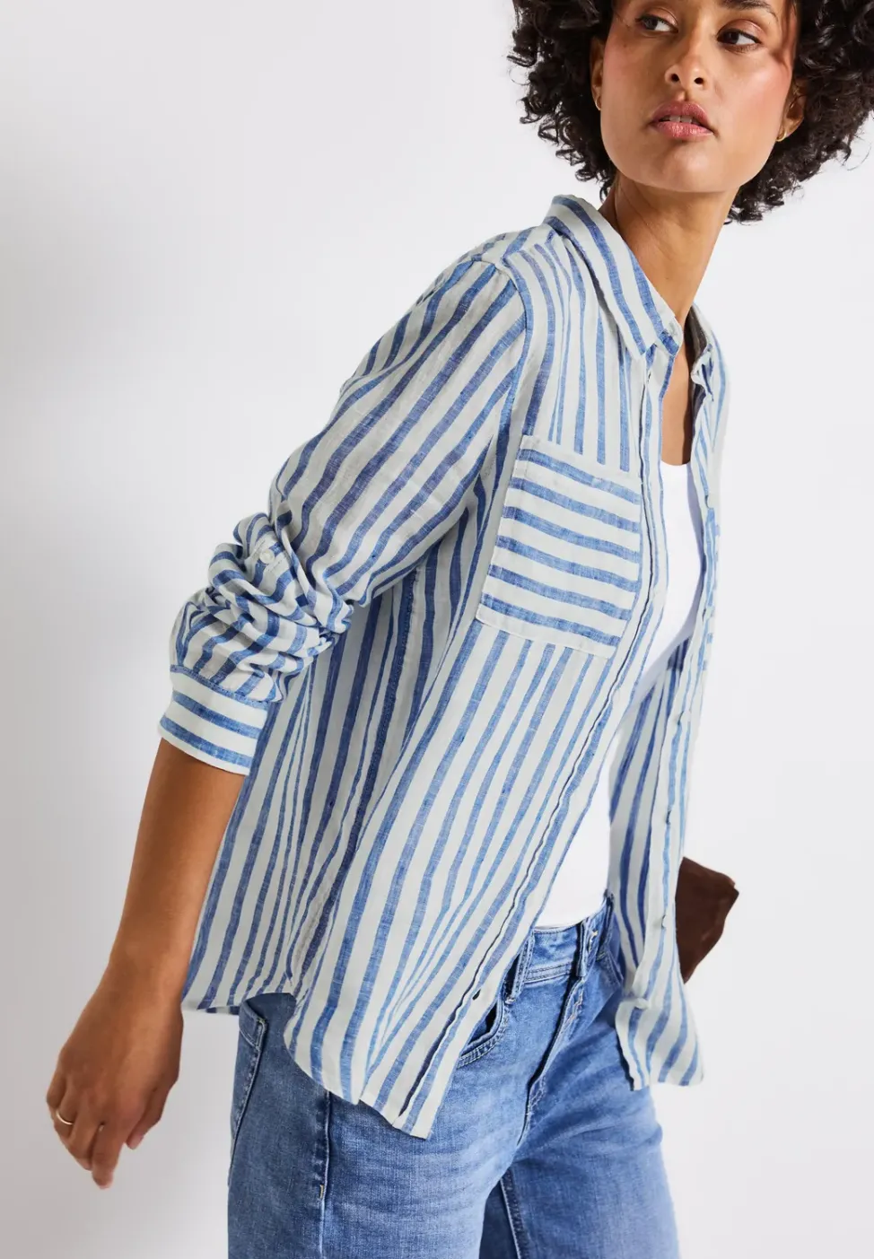 Gestreifte Leinenhemdbluse