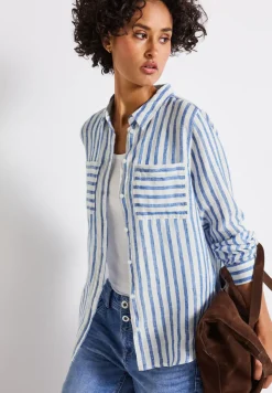 Gestreifte Leinenhemdbluse