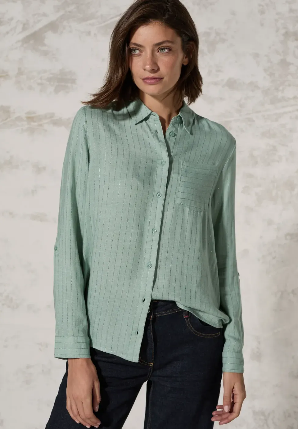 Gestreifte Melange-Bluse
