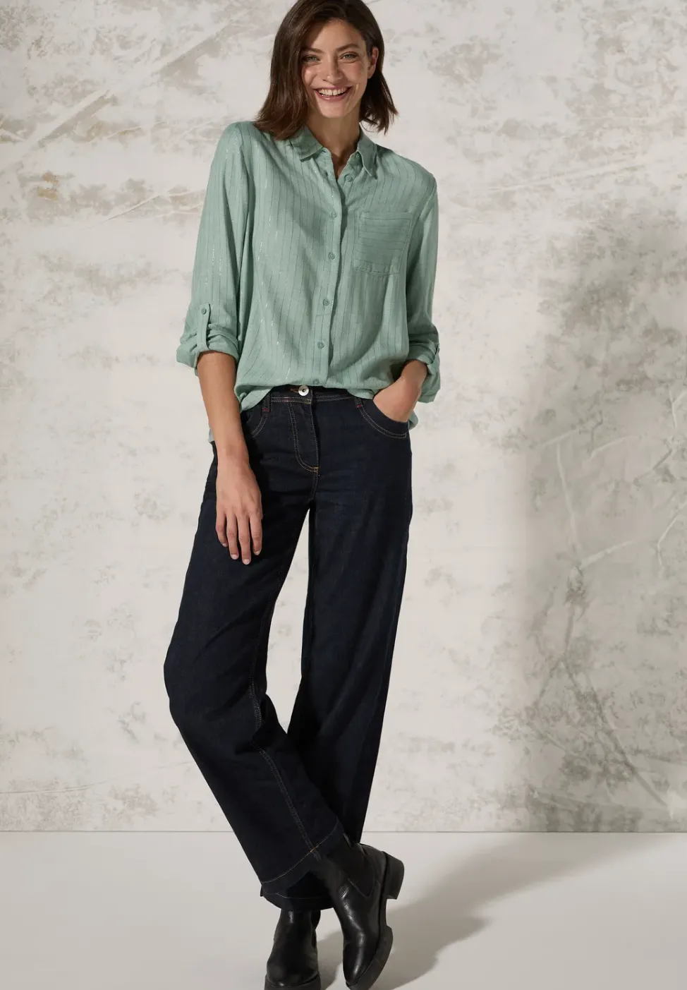 Gestreifte Melange-Bluse