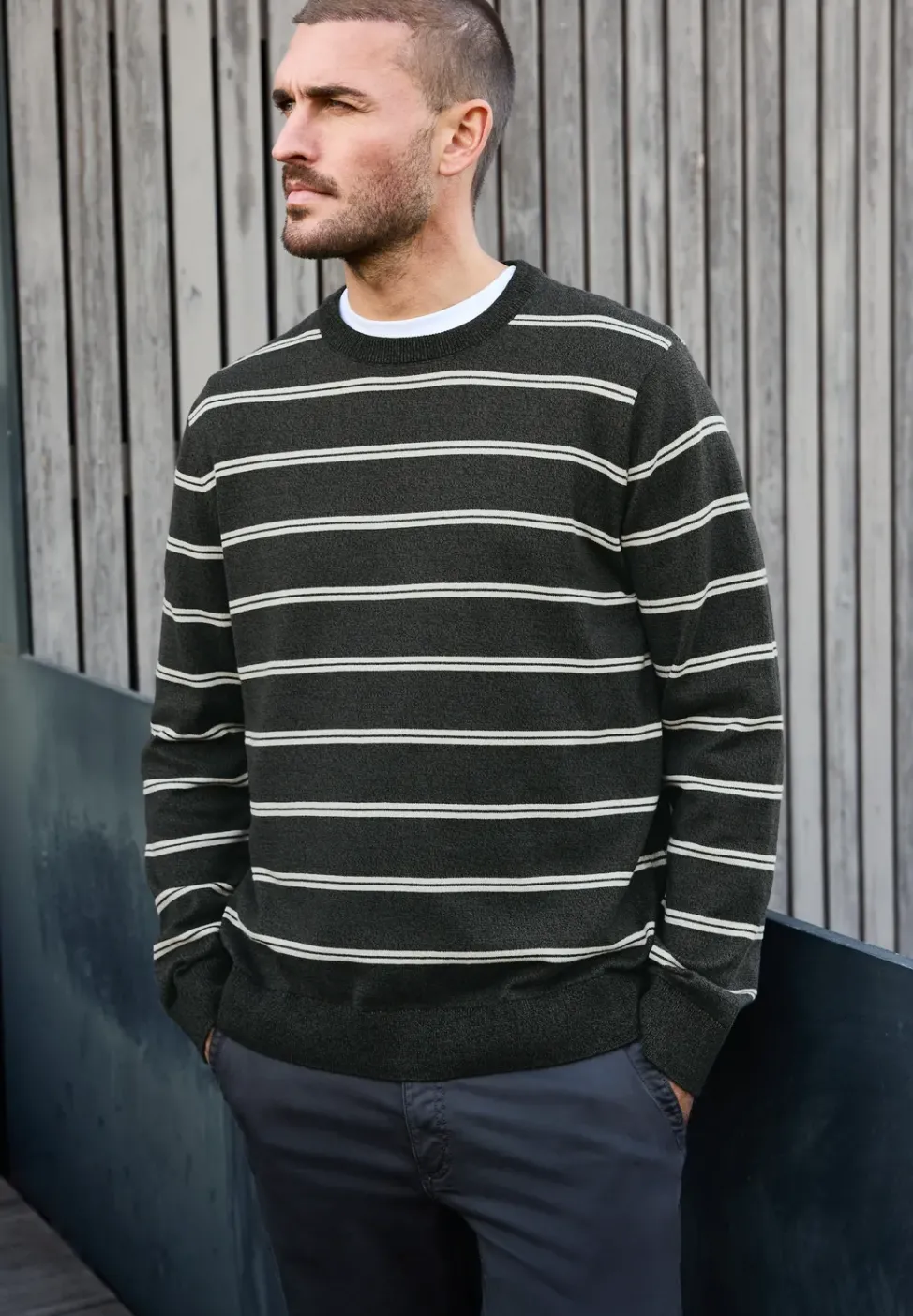 Gestreifter Basic Pullover