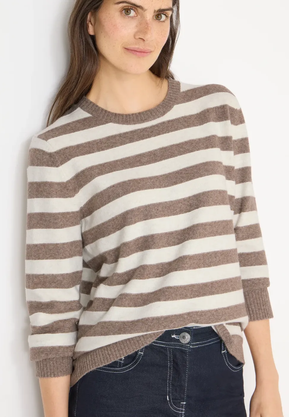 Gestreifter Melange Pullover