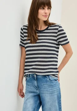 Gestreiftes Ajour T-Shirt