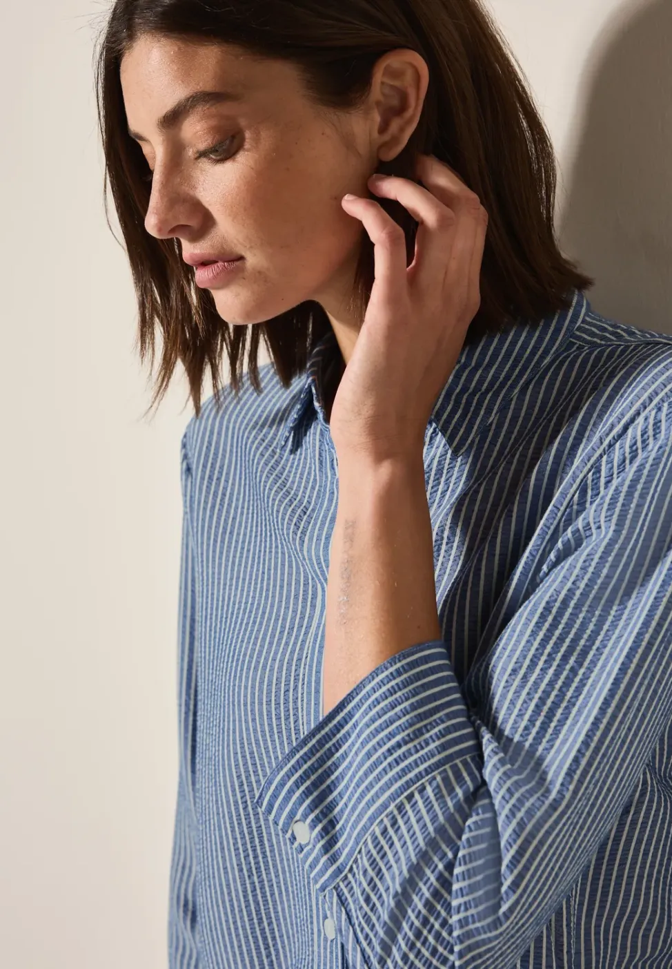 Gestreifte Seersucker Bluse